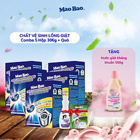 Combo 05 Hộp Chất Làm Sạch Lồng Máy Giặt Mao Bao (306g / Hộp) - Tặng 1 Hộp Bột Tẩy Quần Áo 12gx2 + 1 Chai Nước Giặt Cao Cấp 86g