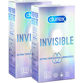 Bao Cao Su Siêu Mỏng, Thêm Chất Bôi Trơn Durex Invisible Extra Lub Hộp 10s + Hộp 10s