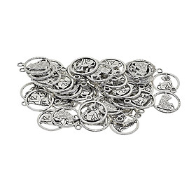 50 Pieces Tibetan Silver Hollow Round Cat Tags Charms Pendants Dangle Bead for Jewelry Making Craft fit Necklace Bracelet Choker Keyrings DIY