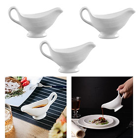 3x White Porcelain Gravy Sauce Boat Container Pepper Container Kitchen Bar Tool