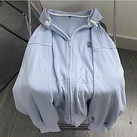 áo khoác chống nắng logo thê nón 2 lớp trùm qua đầu from rộng unisex ulzzang Nam Nữ đều mặc được Phong Cách Hàn Quốc, Áo khoác unisex nỉ hoodie nam nữ dây kéo zip chống nắng logo