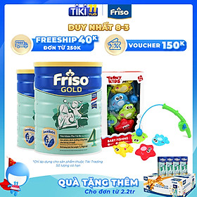 Bộ 2 lon Sữa Bột Friso Gold 4 Cho Trẻ Từ 2-4 Tuổi 1.5kg + Tặng Bộ Đồ Chơi Câu Cá