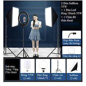 Mua Combo Bộ 2 Đèn Softbox + Đèn Led Ring Livestream HQ21  Thiết Bị Livestream Chuyên Nghiệp Hàng Chính Hãng
