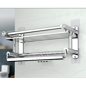 Giá Vắt Khăn Nhà Tắm INOX SUS304, Kệ Treo Khăn Phòng Tắm Dán Tường Gạch Men Hoặc Khoan Vít Tường