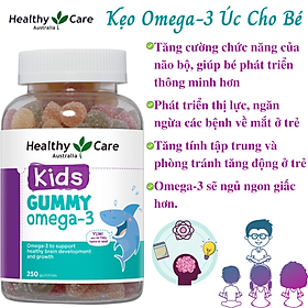 Omega 3 cho bé Healthy Care Kids Gummy Hỗ trợ phát triển trí tuệ toàn diện, tăng cường thị lực, Giúp bé học tập và ghi nhớ tốt hơn (dạng kẹo) - Massel Official