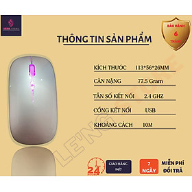 Chuột Sạc Không Dây Im Lặng Có Led Đổi Màu-Đen-Trắng-Hàng Chất Lượng Cao