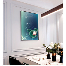 Tranh Canvas Sơn dầu Hoa Sen cao cấp. , Khung hợp nhôm chống ẩm, bền, đẹp, nhiều kích thước. Phù hợp nhiều không gian sang trọng