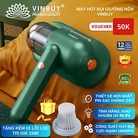 Mua Máy hút bụi giường nệm cầm tay không dây VinBuy pin sạc tiện lợi kiểu dáng hiện đại diệt khuẩn đa tầng  đèn UV  lực hút mạnh 18000PA - Hàng chính hãng