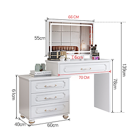 Mua Bàn Phấn Tân Cổ Điển Màu Trắng Decor Phòng Ngủ Đẹp - Bàn Trang Điểm Có Gương Đèn Led Cảm Ứng Kèm Ghế