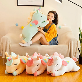 Gấu Bông Kỳ Lân Nằm Dễ Thương, Ngựa Một Sừng Unicorn Nằm Siêu Mềm Mịn (30cm--->60cm) Gối Ôm Kỳ Lân Đáng Yêu Hàng Cao Cấp