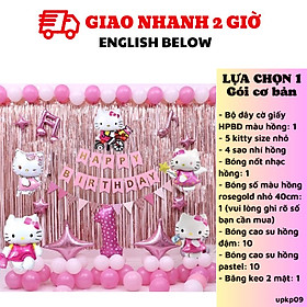 Combo trang trí bong bóng sinh nhật Hello Kitty màu hồng upkp09