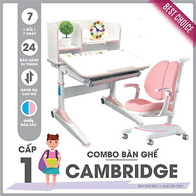 Mua Bộ bàn ghế học sinh cấp 1 SMLIFE CAMBRIDGE - Hồng | Bàn: 80cm x 68cm x 52-76cm (mặt bàn nâng hạ) | Ghế: D46 x R46cm x C78-100cm.