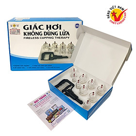 Bộ giác hơi không dùng lửa Duy Thành YGH04 (hộp 9 ly giác hơi) - được bộ y tế cấp phép lưu hành an toàn cho sức khỏe | Fireless cupping therapy