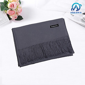 Khăn Choàng Cổ Nam Nữ Unisex Chất Len Cashmere Cao Cấp Mềm Mịn, Khăn Len Quàng Cổ 70x200cm - Mẫu 6 - Xám đậm