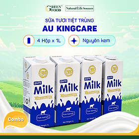 Combo 4 Hộp Sữa tươi tiệt trùng AU KingCare nguyên kem không đường | Hộp 1L - Nhập khẩu trực tiếp từ Úc