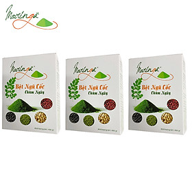 Combo 3 Hộp Ngũ Cốc Chùm Ngây Moringa - Thực phẩm cung cấp dinh dưỡng cho mọi đối tượng, bổ sung caxi và đạm thực vật, tiện lợi cho bữa sáng và chắc bụng cho bữa tối giúp ngủ ngon