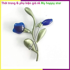 Cài áo thời trang phong cách Châu Âu 3D cành hoa xanh dễ thương GC224