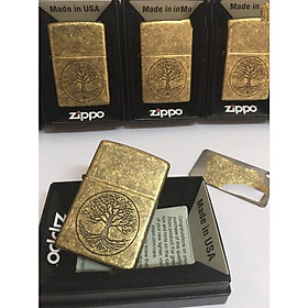 Bật Lửa Zippo Tree Of Life Antique Brass Chính Hãng Usa