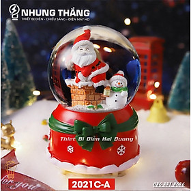 Quà Tặng Giáng Sinh - Quả Cầu Tuyết Phát Nhạc Ông Già Noel Và Người Tuyết - Siêu Dễ Thương - Tặng Pin