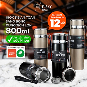 Bình Giữ Nhiệt Inox Cao Cấp E-Sky Coffee Bền, Đẹp, Tiện Lợi, Giữ Nhiệt Tốt, Thể Tích 800ml