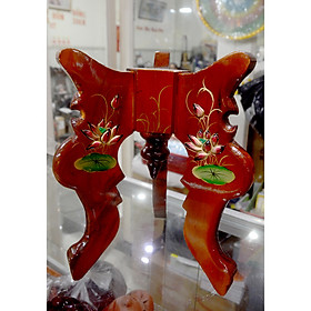 Mua Chò gỗ ba chân đặt đĩa trái cây thờ cúng khắc nổi hoa sen