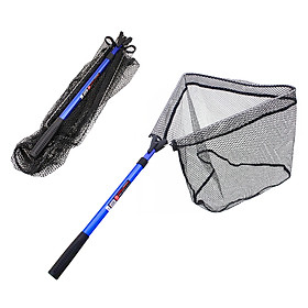 Vượt cá có thể gấp gọn lưới bằng sợi nylon bền tay cầm bằng hợp kim nhôm chống trượt nhẹ và gon-Màu xanh dương
