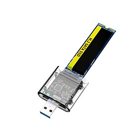 Hộp đựng ổ cứng USB3.0 Gen1 SATA SSD di động M.2 NGFF Hỗ trợ SATA B-KEY M.2 SSD - Trong suốt-Màu Trong suốt