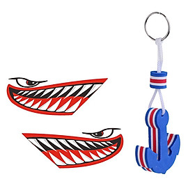 2 Pieces Shark Mouth Vinyl Decals Stickers Kayak Canoe + Anchor EVA Foam Floating Key Chain