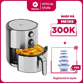 Nồi chiên không dầu inox Mishio MK199 4.5L - Màu bạc - Hàng chính hãng