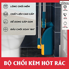 Chổi Nhựa Quét Nhà 2in1 Thông Minh Kèm Hót Rác Cán Dài Gấp Gọn Tiện Dụng