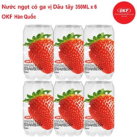 Nước ngọt có ga giải khát vị Dâu tây (NƯỚC DÂU TÂY CÓ GA) 350ML X 6 CHAI OKF Hàn Quốc