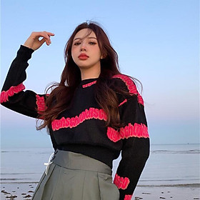 Áo sweater len dệt kim dáng ngắn cao cấp thời trang Hàn Quốc - Hàng cao cấp
