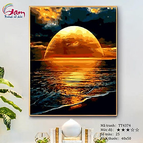 Mua Tranh số hóa tự tô màu phong cảnh biển GAM - Hoàng hôn trên biển TT4374