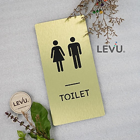 Bảng WC có mũi tên chỉ hướng khu vực toilet bằng nhôm alu LEVU ALTL107