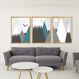 Mua Bộ  tranh Canvas 3 tấm kích thước 40x60Cm Kèm Khung Hình Chữ Nhật In Họa Tiết Tranh Vẽ - Mẫu TVEN406- Loại