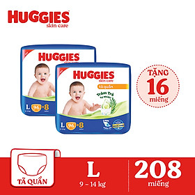 Combo 2 Tã bỉm quần HUGGIES SKINCARE MEGA JUMBO size L 96+8 miếng