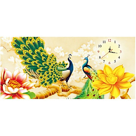 Mua Tranh thêu đồng hồ chữ thập đôi công tuyệt đẹp ( chưa thêu)-X8137