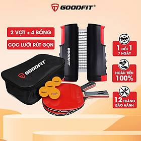 Bộ 2 vợt bóng bàn tặng kèm 4 bóng, cọc lưới rút chính hãng GoodFit GF005TS