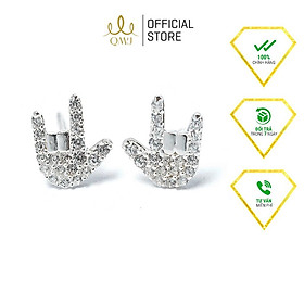 Bông tai bạc QMJ Yomost nạm đá tấm sáng - Q074
