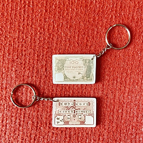 Móc khóa cute - Hình Tiền cổ 100 đồng Thành Thái thời Pháp bằng Mica