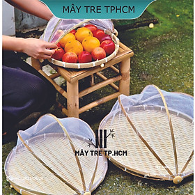 Mua Lồng bàn gấp gọn  Lồng bàn tre đựng thức ăn  trang trí sang đẹp thân thiện với môi trường size lớn 42cm