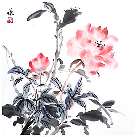 Tooarts Lingering Aroma Chinese Flower Painting Wall Art Artist Hand-Painted Chinese Brush Painting Traditional