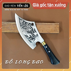 Mua Dao Chặt Xương Dáng Long Đ.ao - Rèn Từ Thép Nhíp Dập Vân Rồng Siêu Đẹp
