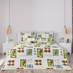 Bộ chăn drap gối Hometex cotton hoa thoáng mát, hoa văn phong phú