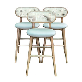 Mua Ghế quầy bar gỗ ash cao 75cm CB DECO-75P Nội thất Capta Ghế ngồi quầy đảo bếp khung gỗ tần bì ash lưng tựa đan mắt cáo nệm bọc PVC hoặc vải gỗ pollywood tại HCM - Nệm bọc vải