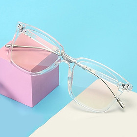 Kính Giả Cận, Gọng Kính Cận Nam Nữ Mắt Vuông To Trong Suốt Đuôi Kim Loại Không Độ Hàn Quốc - BLUE LIGHT SHOP