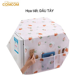 Tấm phủ tủ lạnh, máy giặt COMCOM che bụi, chống thấm nước, thiết kế họa tiết xinh xắn với túi 2 bên đựng đồ tiện lợi