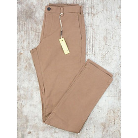 Quần Kaki Nam MEN Slim Fit Chino Flat Front Pants Light Brown - SIZE 29-30-32-34