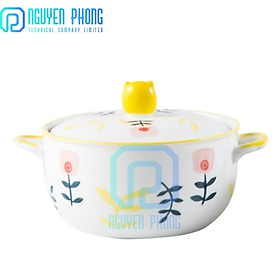 Mua Tô mỳ sứ hai quai cầm size lớn 800ml  có nắp đậy  sản phẩm tô mỳ sứ phong cách Nhật Bản  nhỏ gọn tiện lơi