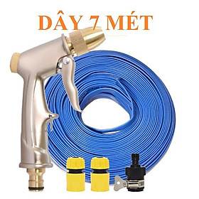 Bộ dây vòi xịt nước rửa xe, tưới cây . tăng áp 3 lần, loại 7m, 10m 206701-1 đầu đồng,cút,nối đen+ tặng móc khoá